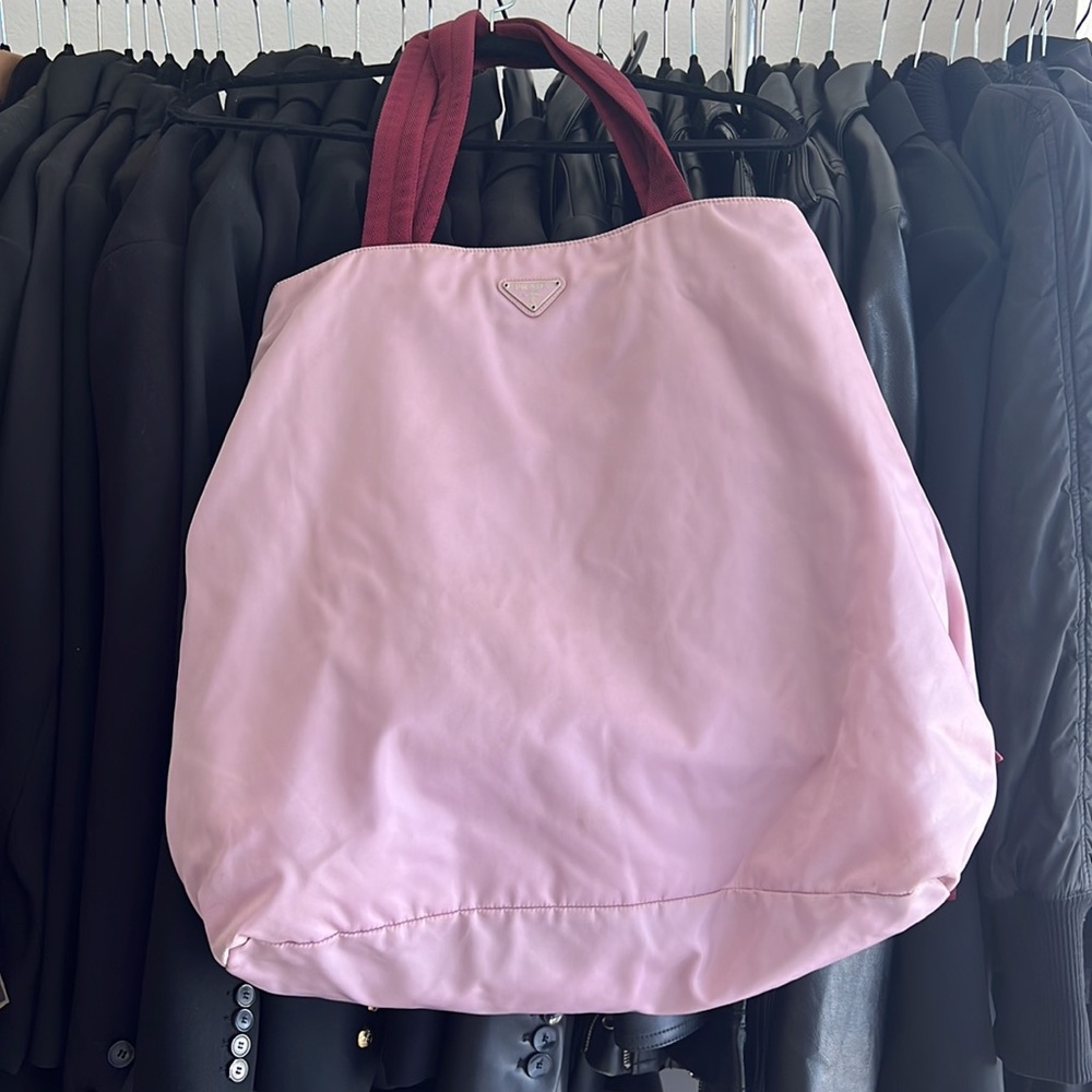 Pink Prada Nylon Beach Bag